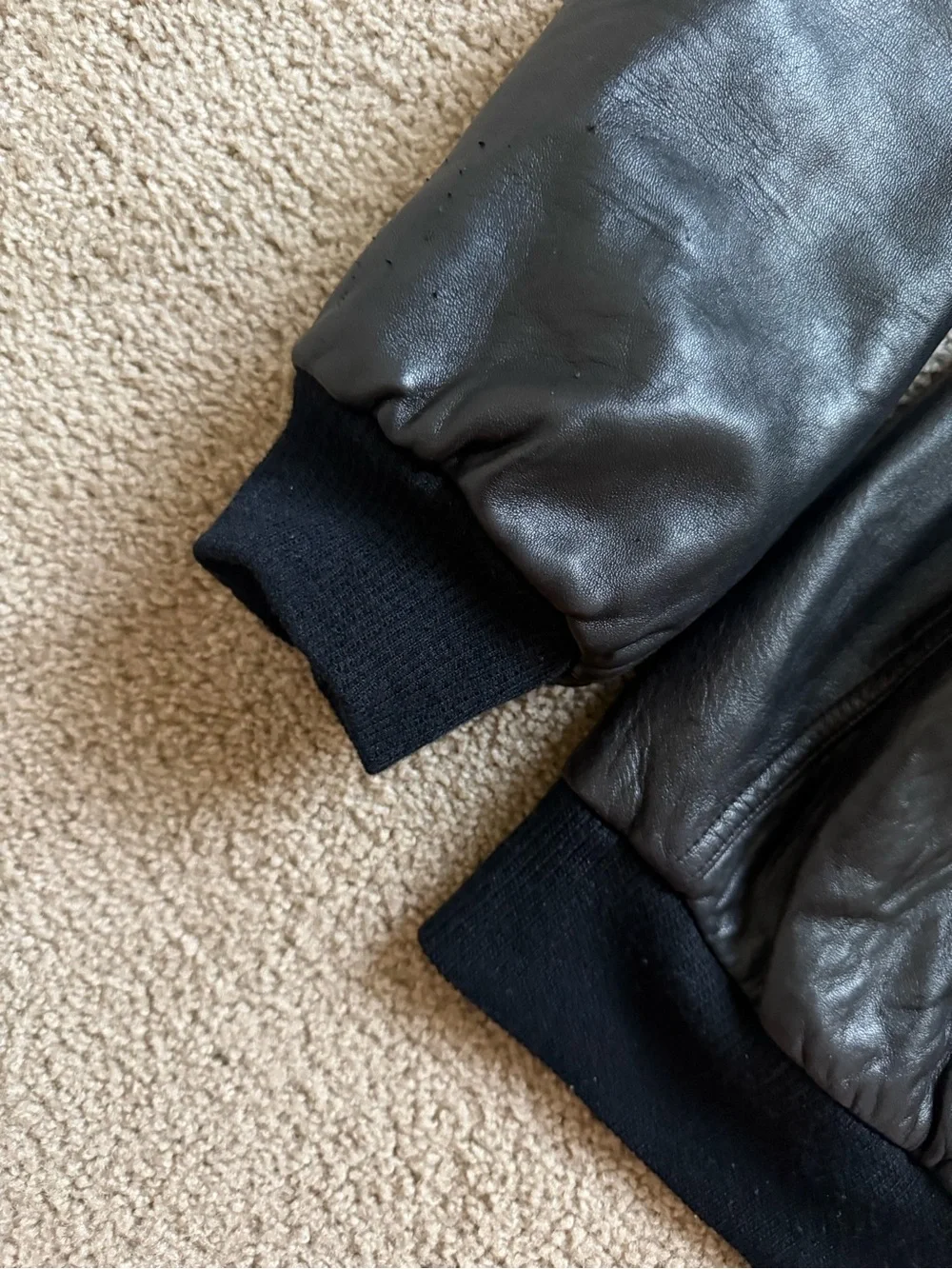 Faconnable Men's Black Leather Bomber Jacket